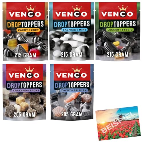 Venco Dropmix Set Lakritzmischung 1,1kg I Zout, Zoet, Stevig, Salmiak und Gemengd I herzhaftes, süßes, hartes Lakritz I Süßigkeiten Holland I Mix versch. Sorten Lakritz I Holland-Box by Vriens von HOLLAND-BOX BY VRIENS