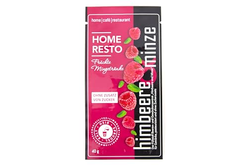 "Himbeere und Minze" Mixgetränk | Verführerischer HOME RESTO Mixgetränk 8x40g - in einer Packung | Ideal für Kalt, Heiß oder Sprudel Wasser - Ohne Zusatz von Zucker von HOME RESTO