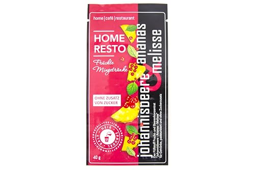 "Johannisbeere - Ananas - Melisse" Mixgetränk | Verführerischer HOME RESTO Mixgetränk 8x40g - in einer Packung | Ideal für Kalt, Heiß oder Sprudel Wasser - Ohne Zusatz von Zucker von HOME RESTO