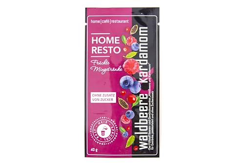 "Waldbeere und Kardamom" Mixgetränk | Verführerischer HOME RESTO Mixgetränk 8x40g - in einer Packung | Ideal für Kalt, Heiß oder Sprudel Wasser - Ohne Zusatz von Zucker von HOME RESTO