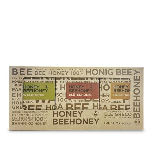 Honig Luxus Set zertifiziert und geprüft im Glas 3 Sorten Gourmet Honig aus Griechenland 3x500g von HONEYBEEHONEY