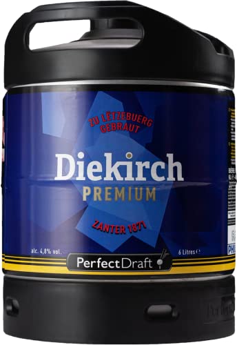 Diekirch Premium Pils, Internationales Premium Pils-Bier aus Luxemburg, Perfect Draft (1 x 6l) MEHRWEG Fassbier von HOPT