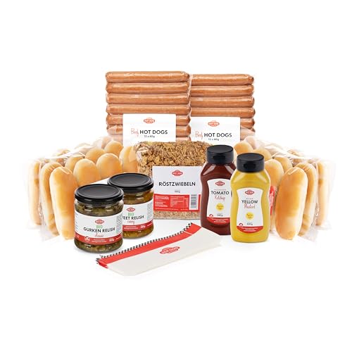 HOT DOG WORLD- Hot Dog Set American Style (Beef, 78-teiliges Set) für 24 Hot Dogs von HOT DOG WORLD