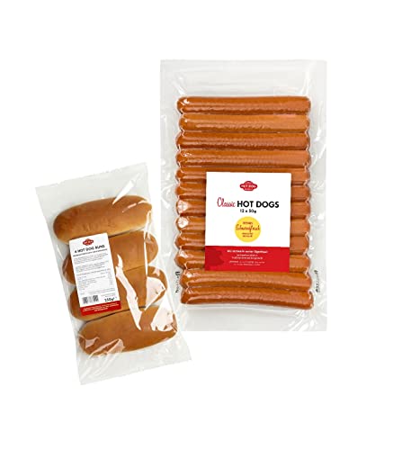 HOT DOG WORLD - Hot Dog Würstchen & Brötchen Set (CLASSIC, 24-teiliges Set) für 12 Hot Dogs von HOT DOG WORLD