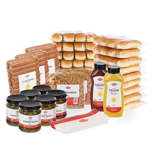 HOT DOG WORLD- Hot dog Set "American Style" (VEGAN, 232-teiliges Set) für 72 Hot Dogs von HOT DOG WORLD