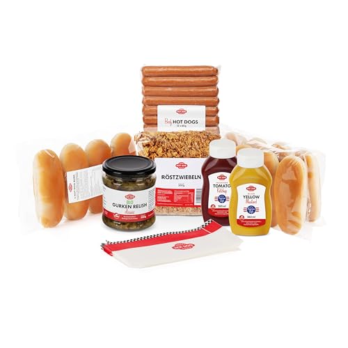 HOT DOG WORLD- Hot dog Set "American Style" (VEGAN, 41-teiliges Set) für 12 Hot Dogs von HOT DOG WORLD