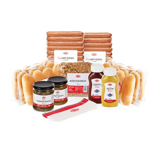 HOT DOG WORLD- Hot dog Set "American Style" (VEGGIE, 78-teiliges Set) für 24 Hot Dogs von HOT DOG WORLD