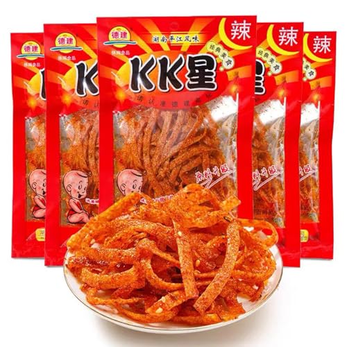 Würzig Gewürzte Party-Snacks，Latiao 5 Packungen würzige Sticks Süß und würzig, Chinesische Würzige Snacks, Klassische Hot Strips fürs Büro, Lässiger Snack（18g×5Packungen） von HQQXZQ