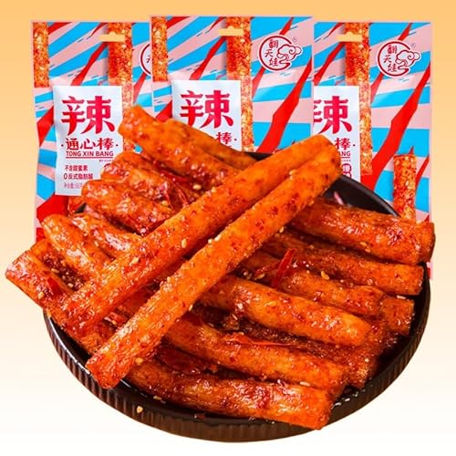 Würzig Gewürzte Party-Snacks，Superwürziger Geschmack 3-er Pack, Chinesische Würzige Snacks, Klassische Hot Strips fürs Büro, Lässiger Snack（68g×3Packungen） von HQQXZQ