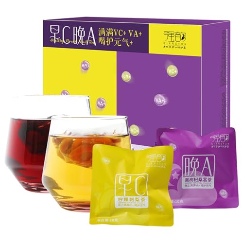 Premium Frucht-Kräutertee, Präsentationsbox, mit Morgen C und Abend A Teebeutel 200g (10g * 20 Packungen) von HQZMCTE