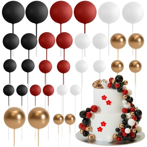 HSTWODE 32 Stück Tortendeko Kugeln Cake Topper, Mini-Ballons Tortenaufleger für Hochzeit Party Babyparty Geburtstag Torte Dekorieren (Stil H) von HSTWODE