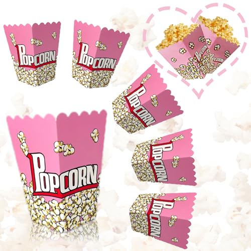 HSYTEK 6 Stück Faltbar Popcorn Tüten, Kraftpapier Popcorntüten Kleine, Rosa 13CM Popcorn Box Tüte für Kino- und Filmabende, Popcorn-Maschinen, Übernachtungen, Partytüten von HSYTEK