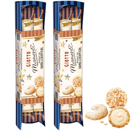 Giotto Momenti Vanillekipferl 2er Pack (2x154,8g) Winterliche Süßigkeiten mit Vanillekipferl Geschmack Neue Sorte 2024 von HUNDE