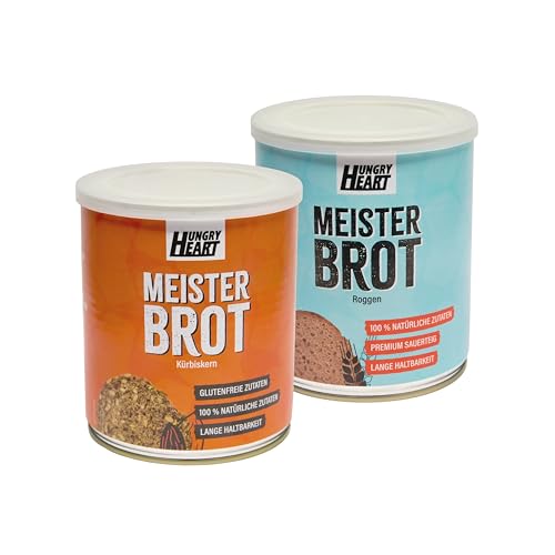 Hungry Heart - Mission Unknwon - Frisches Kürbiskernbrot 1 x 480gr & Frisches Roggenbrot 1 x 300gr | Glutenfreies Brot mit 100% Natürlichen Zutaten | 4 Jahre haltbar | Snack Dosenbrot von HUNGRY HEART