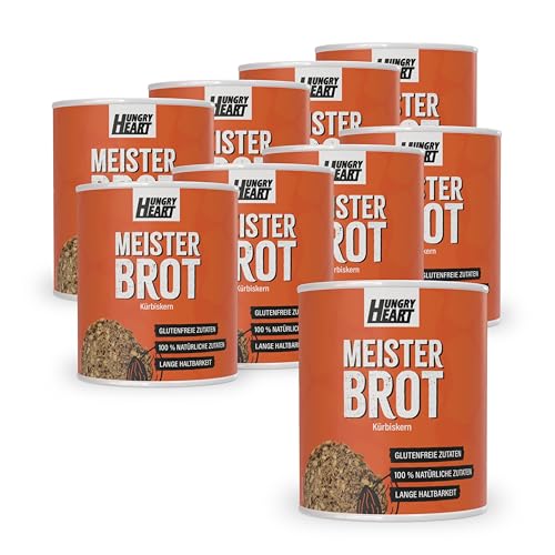 Frisches Kürbiskernbrot 9 x 480gr | Glutenfreies Brot mit 100% Natürlichen Zutaten | 5 Jahre haltbar | Snack Dosenbrot von HUNGRY HEART