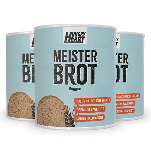 Hungry Heart - Frisches Roggenbrot 3 x 300gr Ohne Hefe | Glutenfreies Brot mit 100% Natürlichen Zutaten | 4 Jahre haltbar | Vegan Snack Dosenbrot von HUNGRY HEART