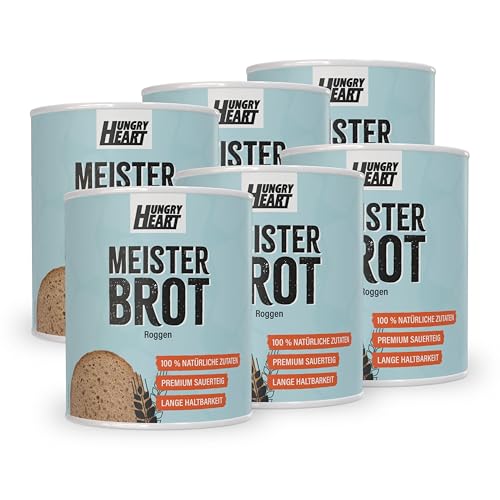 Hungry Heart - Frisches Roggenbrot 6 x 300gr Ohne Hefe | Glutenfreies Brot mit 100% Natürlichen Zutaten | 4 Jahre haltbar | Vegan Snack Dosenbrot von HUNGRY HEART