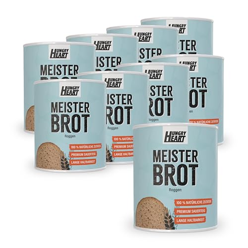 Frisches Roggenbrot 9 x 300gr Ohne Hefe | Glutenfreies Brot mit 100% Natürlichen Zutaten | 5 Jahre haltbar | Vegan Snack Dosenbrot von HUNGRY HEART