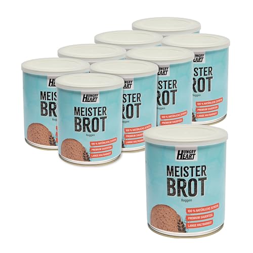 Hungry Heart - Frisches Roggenbrot 9 x 300gr Ohne Hefe | Glutenfreies Brot mit 100% Natürlichen Zutaten | 4 Jahre haltbar | Vegan Snack Dosenbrot von HUNGRY HEART