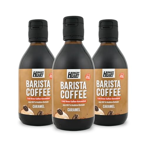 Hungry Heart – 3 x 250ml Caramel Coffee | Cold Brew Kaffee-Konzentrat | 100% Arabica Bohnen | 750ml Karamell Geschmack & Natürliches Aroma | Barista-Kaffee Qualität | Milchkaffee | Try Now von HUNGRY HEART