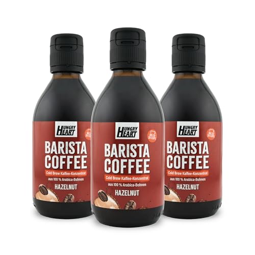 Hungry Heart – 3 x 250ml Hazelnut Coffee | Cold Brew Kaffee-Konzentrat | 100% Arabica Bohnen | 750ml Haselnuss Geschmack & Natürliches Aroma | Barista-Kaffee Qualität | Milchkaffee | Try Now von HUNGRY HEART