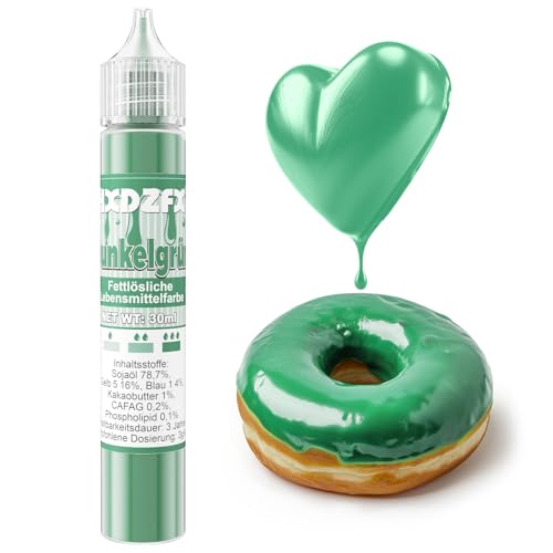 Fettlösliche Lebensmittelfarbe - 30ml Konzentrat Ölbasis Lebensmittelfarben für Schokolade, Lebensmittelfarbset Farbstoff für Tortendeko, Fondant, Buttercream, Backen, Kunsthandwerk (Dunkelgrün) von HXDZFX