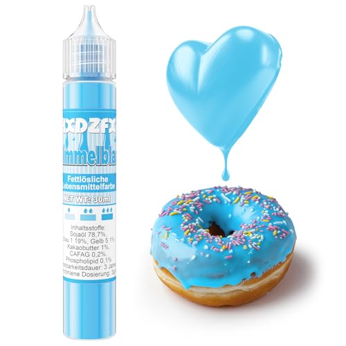 Fettlösliche Lebensmittelfarbe - 30ml Konzentrat Ölbasis Lebensmittelfarben für Schokolade, Lebensmittelfarbset Farbstoff für Tortendeko, Fondant, Buttercream, Backen, Kunsthandwerk (Himmelblau) von HXDZFX