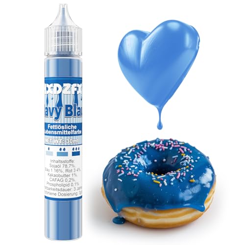 Fettlösliche Lebensmittelfarbe - 30ml Konzentrat Ölbasis Lebensmittelfarben für Schokolade, Lebensmittelfarbset Farbstoff für Tortendeko, Fondant, Buttercream, Backen, Kunsthandwerk (Navy Blau) von HXDZFX