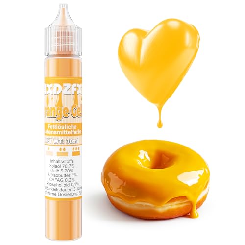 Fettlösliche Lebensmittelfarbe - 30ml Konzentrat Ölbasis Lebensmittelfarben für Schokolade, Lebensmittelfarbset Farbstoff für Tortendeko, Fondant, Buttercream, Backen, Kunsthandwerk (Orange) von HXDZFX