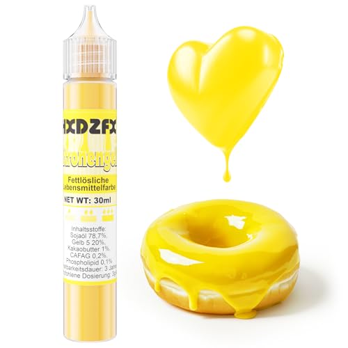 Fettlösliche Lebensmittelfarbe - 30ml Konzentrat Ölbasis Lebensmittelfarben für Schokolade, Lebensmittelfarbset Farbstoff für Tortendeko, Fondant, Buttercream, Backen, Kunsthandwerk (Zitronengelb) von HXDZFX