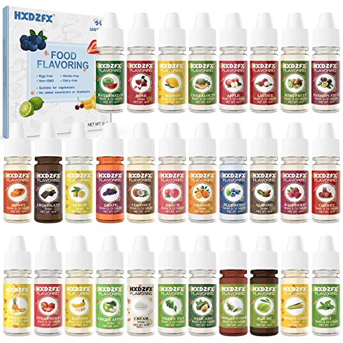 Flavour Drops - 30×6ml, zuckerfreie ohne Kalorien Flavour Drops Set, vegan, Aromatropfen für Lebensmittel für Kochen, Backen, Kuchen, Bonbons, Getränke von HXDZFX