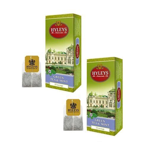 Hyleys® | Grüner Tee & Minze | Ceylon- und Minzteefilter | Chinesisches Grün & Ceylon mit Minze – 2 x 25 Teebeutel (75 g) von HYLEYS