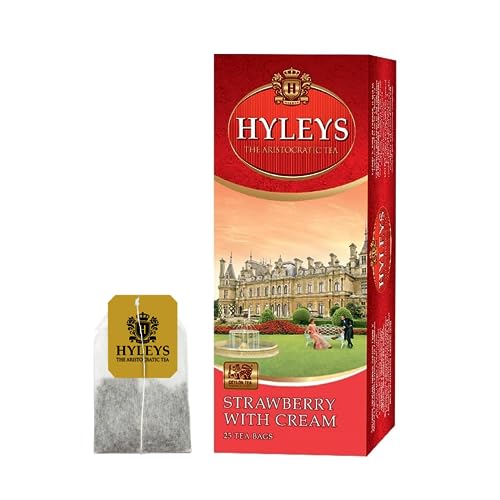 Hyleys® | Schwarzer Erdbeer- und Himbeertee | Tee in Filtern | Ceylon-Schwarztee mit Erdbeer-, Himbeer- und Sahnegeschmack – 25 Teebeutel (37,5 g) von HYLEYS