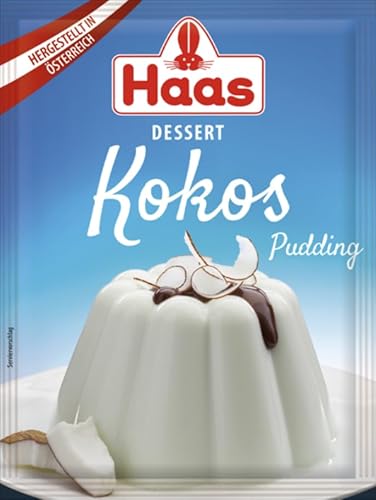 Haas Pudding Kokos | Cremiger Pudding mit Kokos Geschmack | Pudding für den Sommer | Pudding aus Österreich | 9 Tütchen von Haas