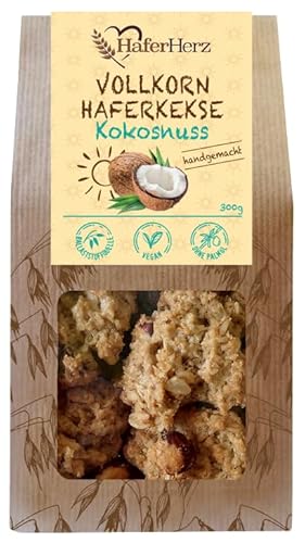 HaferHerz Vollkorn Haferkekse Kokosnuss handgemacht 300g von HaferHerz