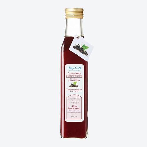 Hagen Grote Französischer Fruchtpüree-Essig Cassis/Schwarze Johannisbeere, 250 ml Glasflasche, verfeinert Salate, Gemüse, Geflügel von Hagen Grote