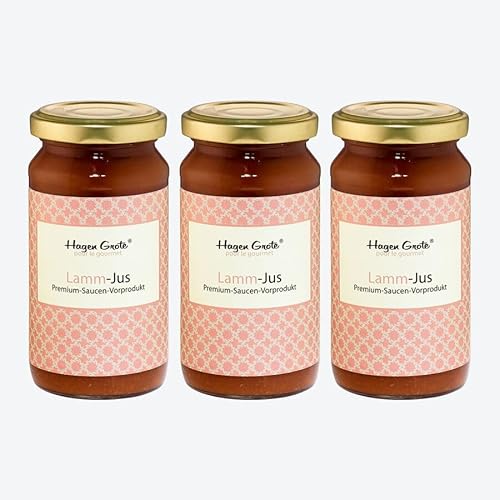 Hagen Grote Lamm-Jus, 3 x 200 ml, hochkonzentrierter Fleischsaft aus handwerklicher Fertigung, für aromatische Fleischsaucen von Hagen Grote