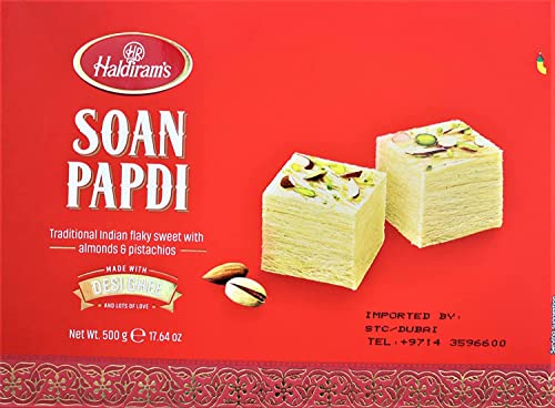 Haldiram's Soan Papdi 500g Traditionelle indische Süssigkeit mit Mandeln Pistazien von Haldiram's Delhi