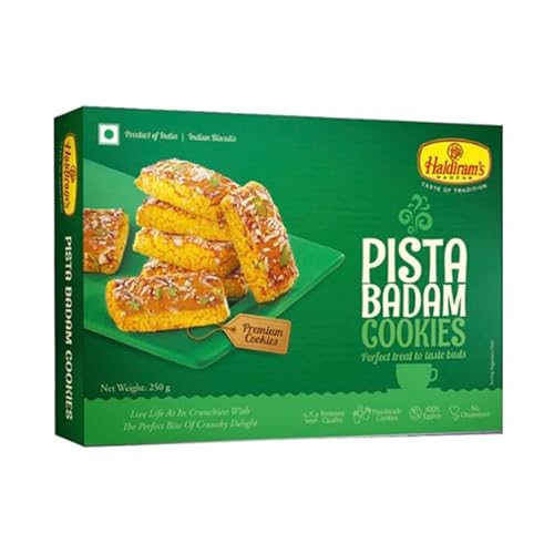 Haldiram's Haldirams Cookies (250g) - Probiere den beliebten indischen Snack! (Pista Badam) von Haldiram's