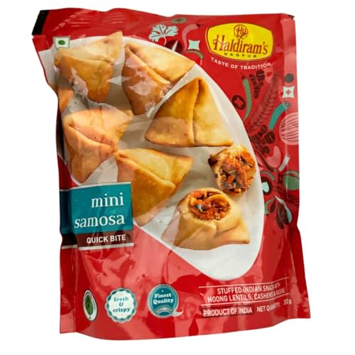 Haldiram's - Mini Samosa (Bündel von 4 x 200g) - Knusprige Mini-Samosas mit herzhafter Füllung - Ideal als Snack für Partys und Zwischendurch von Haldiram's