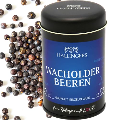 Hallingers Wacholderbeeren - Basis-Gewürz für Wildgulasch, Rindfleisch-Eintopf & Gin-Sauce (Dose) - Adventskalender Neuheiten & Adventskalender befüllen | Neues Zuhause Ruhestand Freundschaft Genesung von Hallingers Genuss Manufaktur