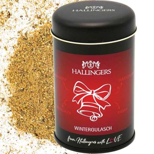 Hallingers Winter-Gulasch - Gewürz-Mischung für Rindergulasch, Geflügelgulasch & Ragout (Dose) - Adventskalender Neuheiten & Adventskalender befüllen | Neues Zuhause Ruhestand Freundschaft Genesung von Hallingers Genuss Manufaktur