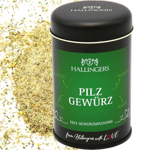 Hallingers Pilz-Gewürz - Gewürz-Mischung für gegrillte Pilze, Pilzrisotto & Pilzsuppe (Dose) - Adventskalender Neuheiten & Adventskalender befüllen | Neues Zuhause Ruhestand Freundschaft Genesung von Hallingers Genuss Manufaktur