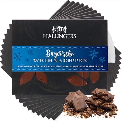 Hallingers 10x Bayerische Weihnacht - Vollmilch Edel-Schokolade mit Haselnuss-Nougat - handmade, alkoholfrei (Box) - Adventskalender Neuheiten & Adventskalender befüllen | Glückwunsch Danke Freundscha von Hallingers Genuss Manufaktur