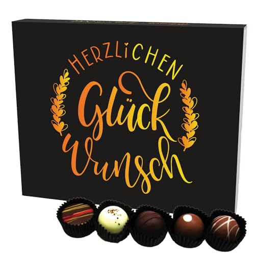 Hallingers Herzlichen Glückwunsch XL - Manufaktur Pralinen Geschenk handmade ohne Alkohol aus Edelkakao Schokolade (Box) - Adventskalender Neuheiten & Adventskalender befüllen | Geburtstag Glückwunsch von Hallingers Genuss Manufaktur