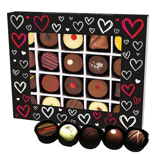 Hallingers Love Black XL - Valentinstag Manufaktur Pralinen Geschenk handmade teils mit Alkohol aus Edelkakao Schokolade (Box) - Adventskalender Neuheiten & Adventskalender befüllen | Danke Jahrestag von Hallingers Genuss Manufaktur