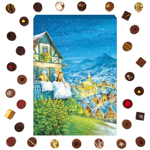 Hallingers Frau Holle - Adventskalender Pralinen Geschenk handmade ohne Alkohol aus Edelkakao Schokolade (Box) - Adventskalender Neuheiten & Adventskalender befüllen | Glückwunsch Chanukka Freundschaf von Hallingers Genuss Manufaktur