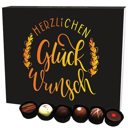 Hallingers Herzlichen Glückwunsch XXL - Manufaktur Pralinen Geschenk handmade ohne Alkohol aus Edelkakao Schokolade (Box) - Adventskalender Neuheiten & Adventskalender befüllen | Geburtstag Glückwunsc von Hallingers Genuss Manufaktur