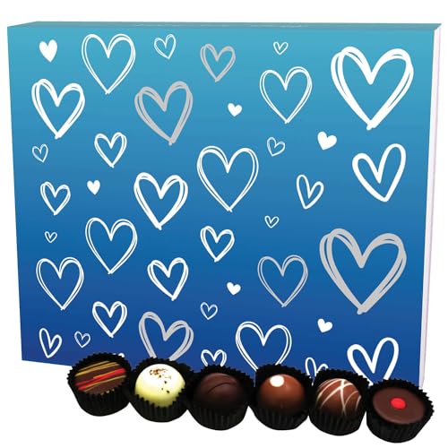 Hallingers Love Blau XXL - Valentinstag Manufaktur Pralinen Geschenk handmade ohne Alkohol aus Edelkakao Schokolade (Box) - Adventskalender Neuheiten & Adventskalender befüllen | Danke Jahrestag Neues von Hallingers Genuss Manufaktur