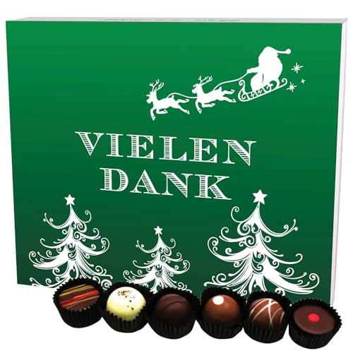 Hallingers Vielen Dank Grün XXL - Manufaktur Pralinen Weihnachten Geschenk handmade ohne Alkohol aus Edelkakao Schokolade (Box) - Adventskalender Neuheiten & Adventskalender befüllen | Glückwunsch Dan von Hallingers Genuss Manufaktur